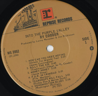 Ry Cooder - Into The Purple Valley (MS 2052) 1976 US Reprise｜中古LP