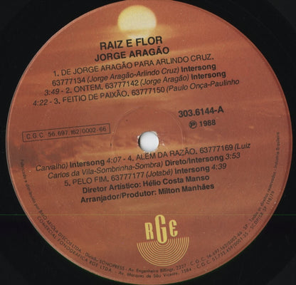 Jorge Aragão - Raiz E Flor (303.6144) 1988 BRA RGE｜中古LP