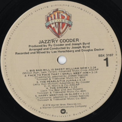 Ry Cooder - Jazz (BSK 3197) LP 1978 US Warner Bros.｜中古LP