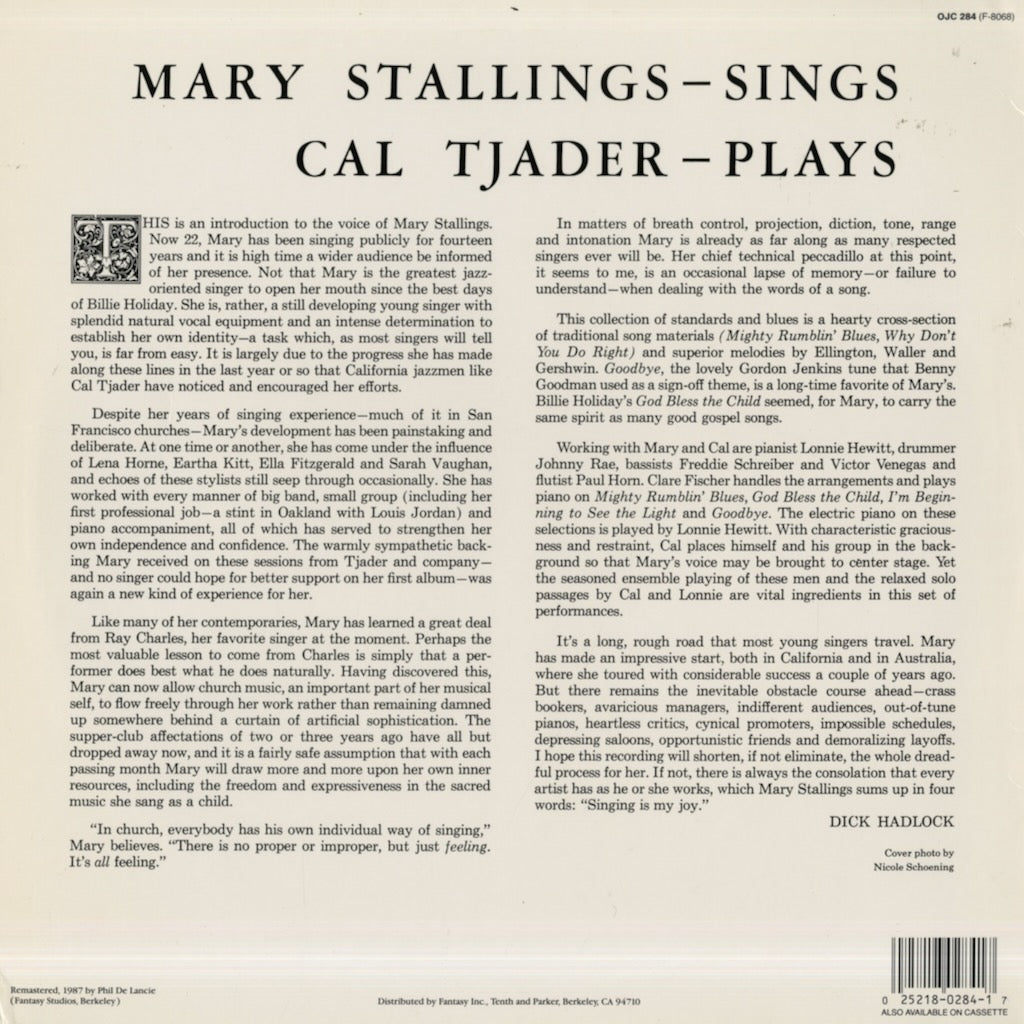 Cal Tjader / Mary Stallings / カル・ジェイダー　メリー・スターリングス / Cal Tjader-Plays Mary Stallings-Sings (OJC-284)