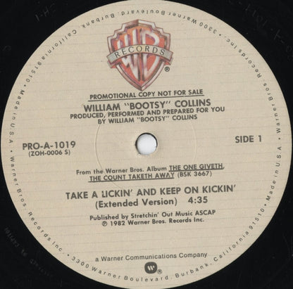 Bootsy Collins - Take A Lickin' And Keep On Kickin' (PRO-A-1019) 1982 US Warner Bros.｜中古 12"
