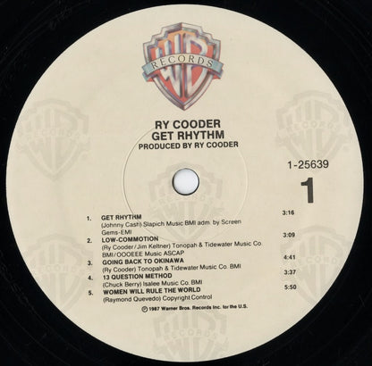 Ry Cooder - Get Rhythm (25639-1) LP 1987 US Warner Bros.