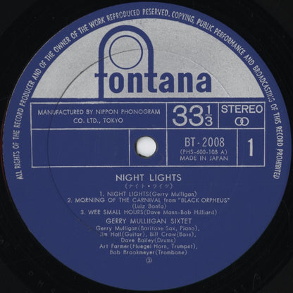 Gerry Mulligan - Night Lights (BT-2008) 1972 JPN Fontana｜中古LP