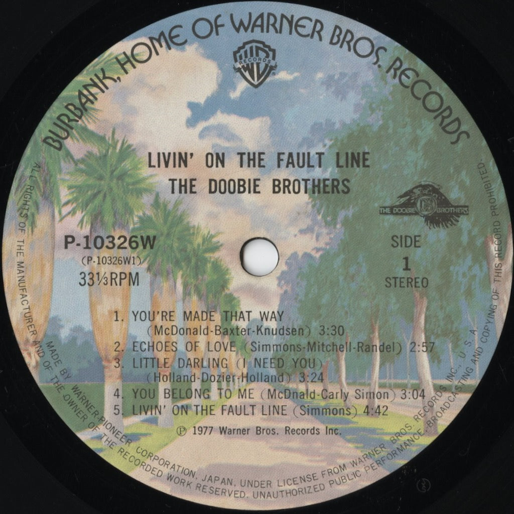 The Doobie Brothers - Livin' On The Fault Line (P-10326W) LP 1977 JPN Warner Bros.｜中古LP