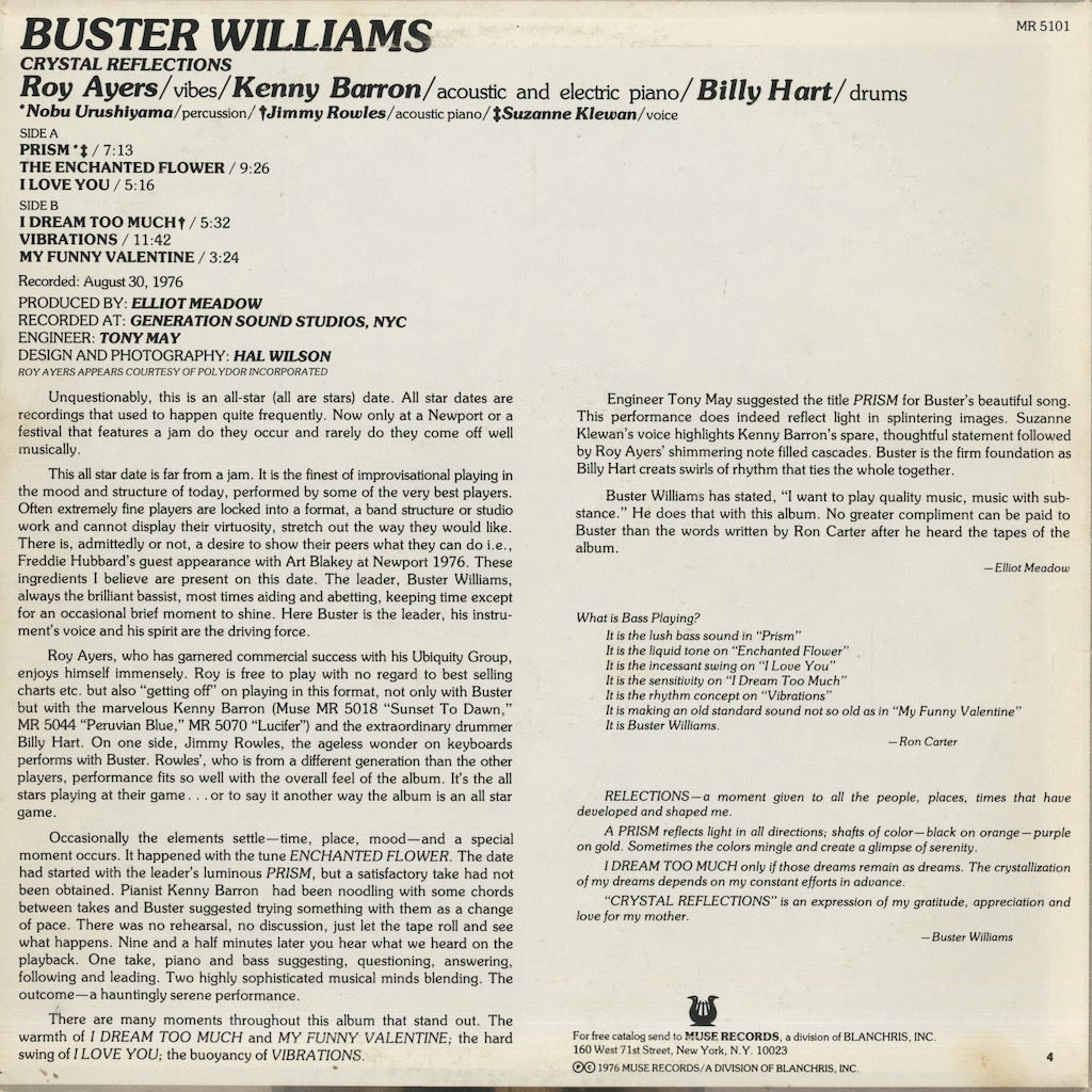 Buster Williams / バスター・ウィリアムス / Crystal Reflections (MR 5101)