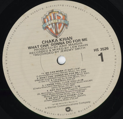 Chaka Khan - What Cha' Gonna Do For Me (HS 3526) 1981 US Warner Bros.｜中古LP