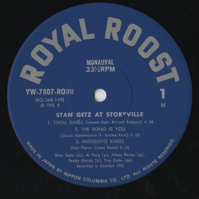 Stan Getz / スタン・ゲッツ / At Storyville (YW-7807-RO)