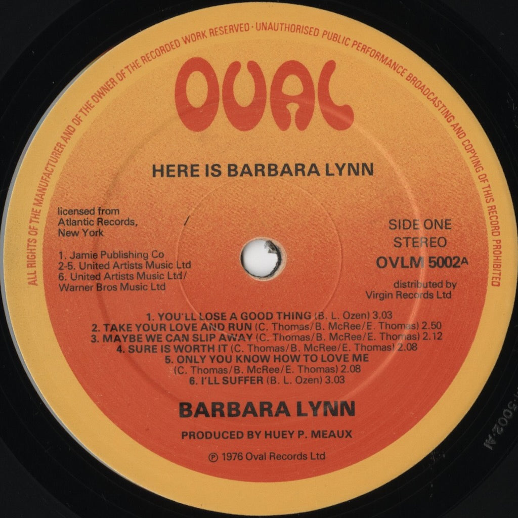 Barbara Lynn - Here Is Barbara Lynn (OVLM 5002) LP 1976 UK Oval Records｜中古LP