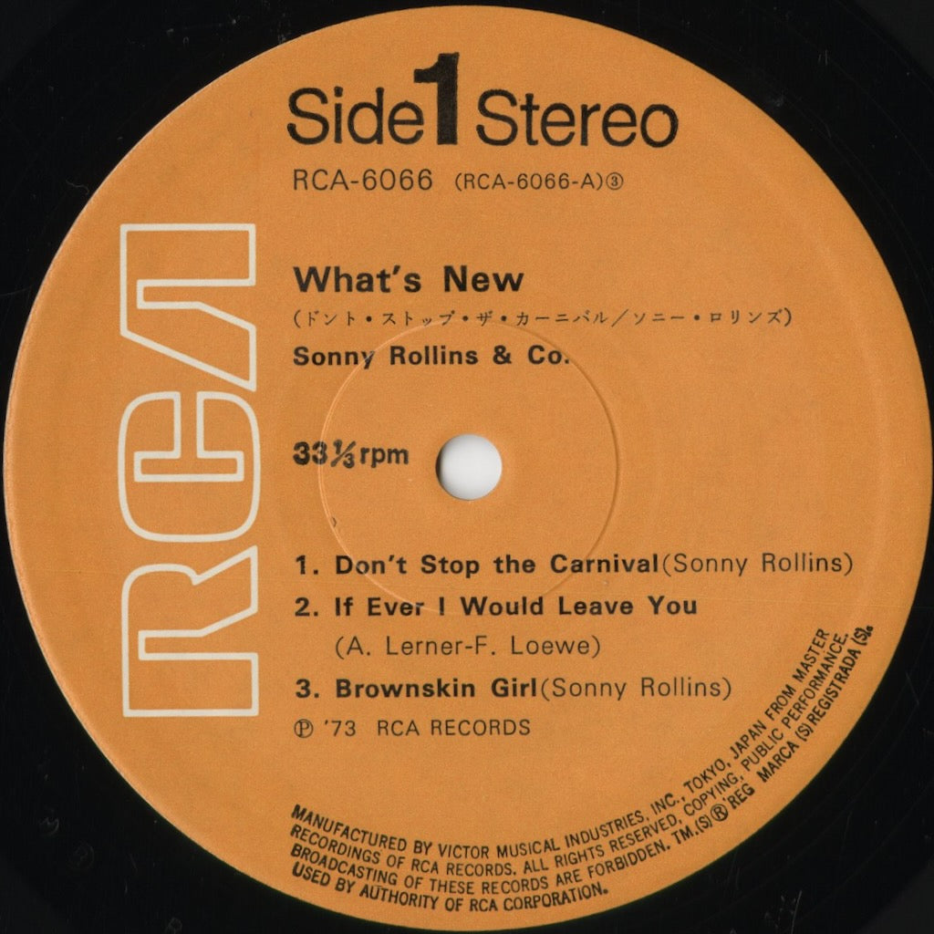 Sonny Rollins - What's New (RCA 6066) 1973 JPN RCA - Victor｜中古LP