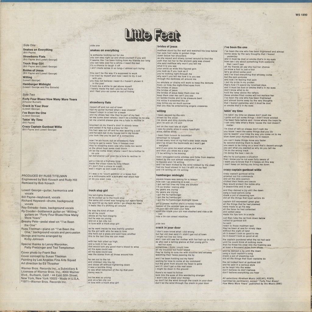 Little Feat / リトル・フィート (1971) (WS 1890)