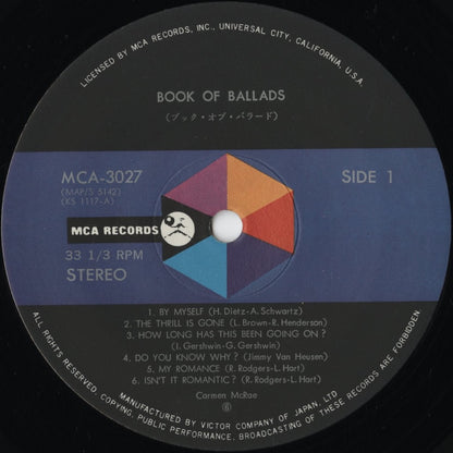 Carmen McRae – Book Of Ballads (MCA-3027) 1977 JPN MCA - Victor | 中古LP