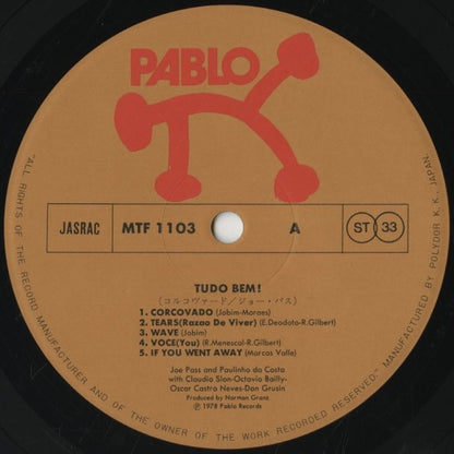 Joe Pass And Paulinho Da Costa / ジョー・パス・アンド・パウリーニョ・ダ・コスタ / Tudo Bem! (MTF 1103)
