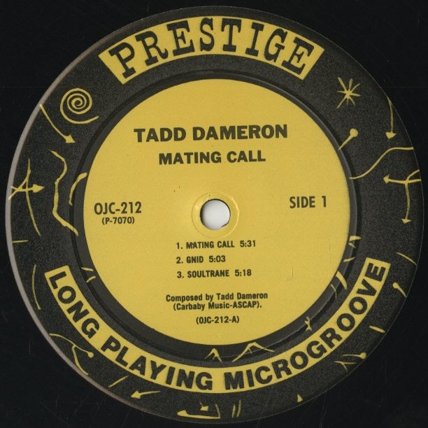 Tadd Dameron With John Coltrane / タッド・ダメロン　ジョン・コルトレーン / Mating Call (OJC-212)