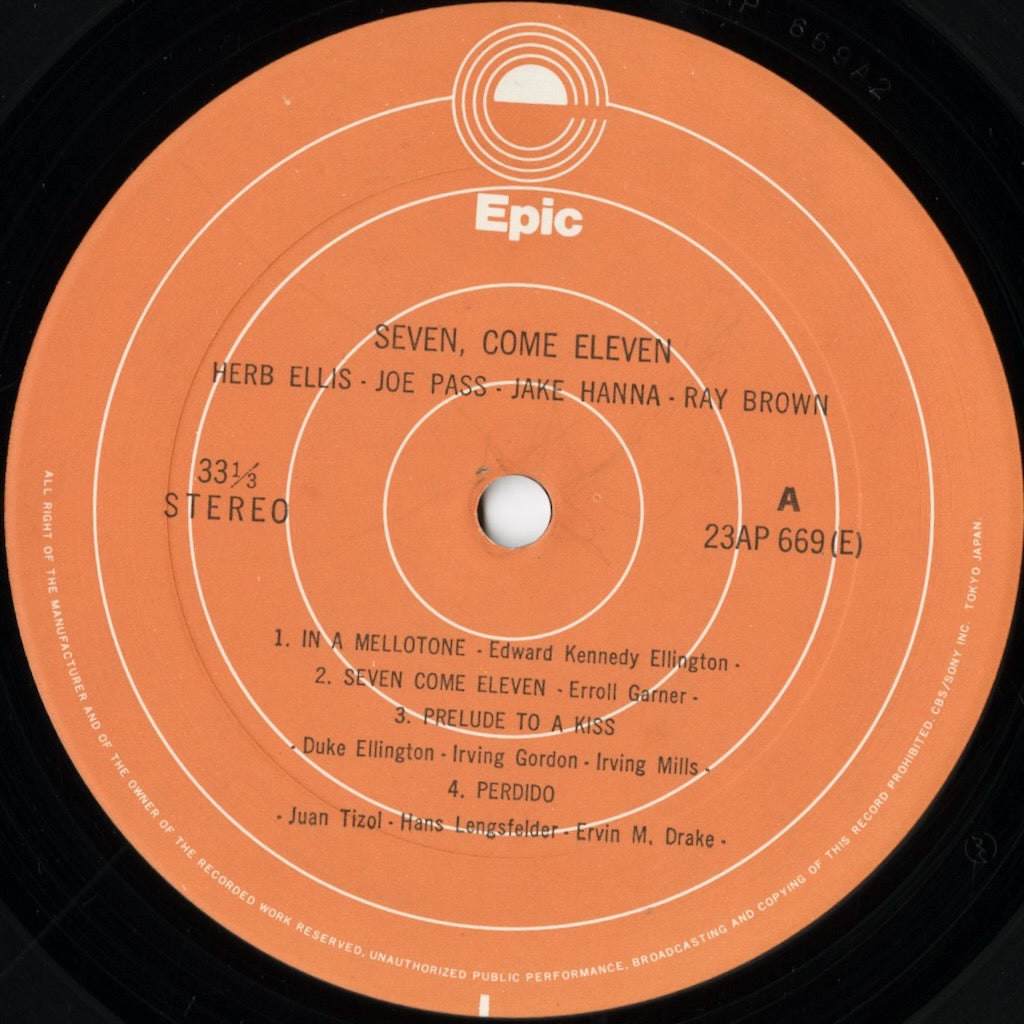 Herb Ellis - Joe Pass / Seven, Come Eleven (23AP 669) LP 1977 JPN Epic CBS/Sony｜中古LP