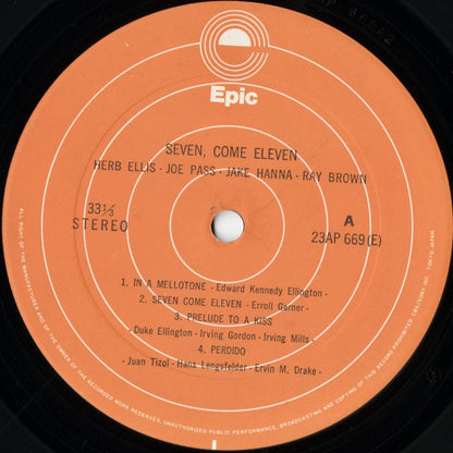 Herb Ellis - Joe Pass / Seven, Come Eleven (23AP 669) LP 1977 JPN Epic CBS/Sony｜中古LP