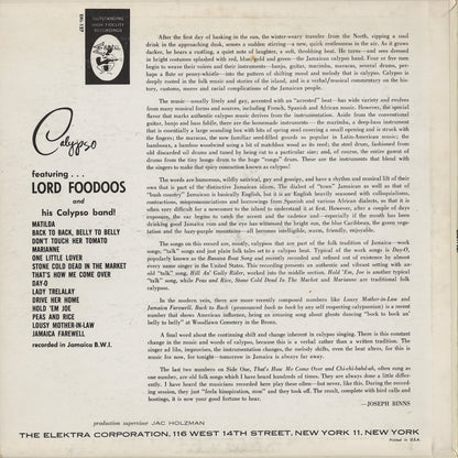 Lord Foodoos and His Calypso Band - Mister Calypso (EKL-127) LP 1959 US Elektra