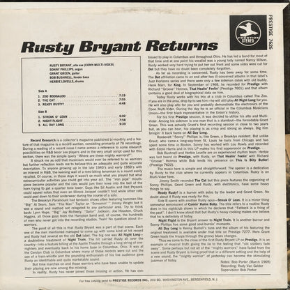 Rusty Bryant - Rusty Bryant Returns (PRST 7626) 1969 US Prestige｜中古LP