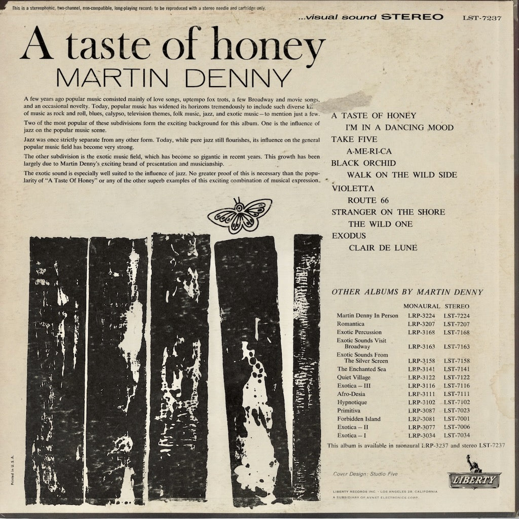 Martin Denny - A Taste Of Honey (LST-7237) 1962 US Liberty STEREO｜中古LP