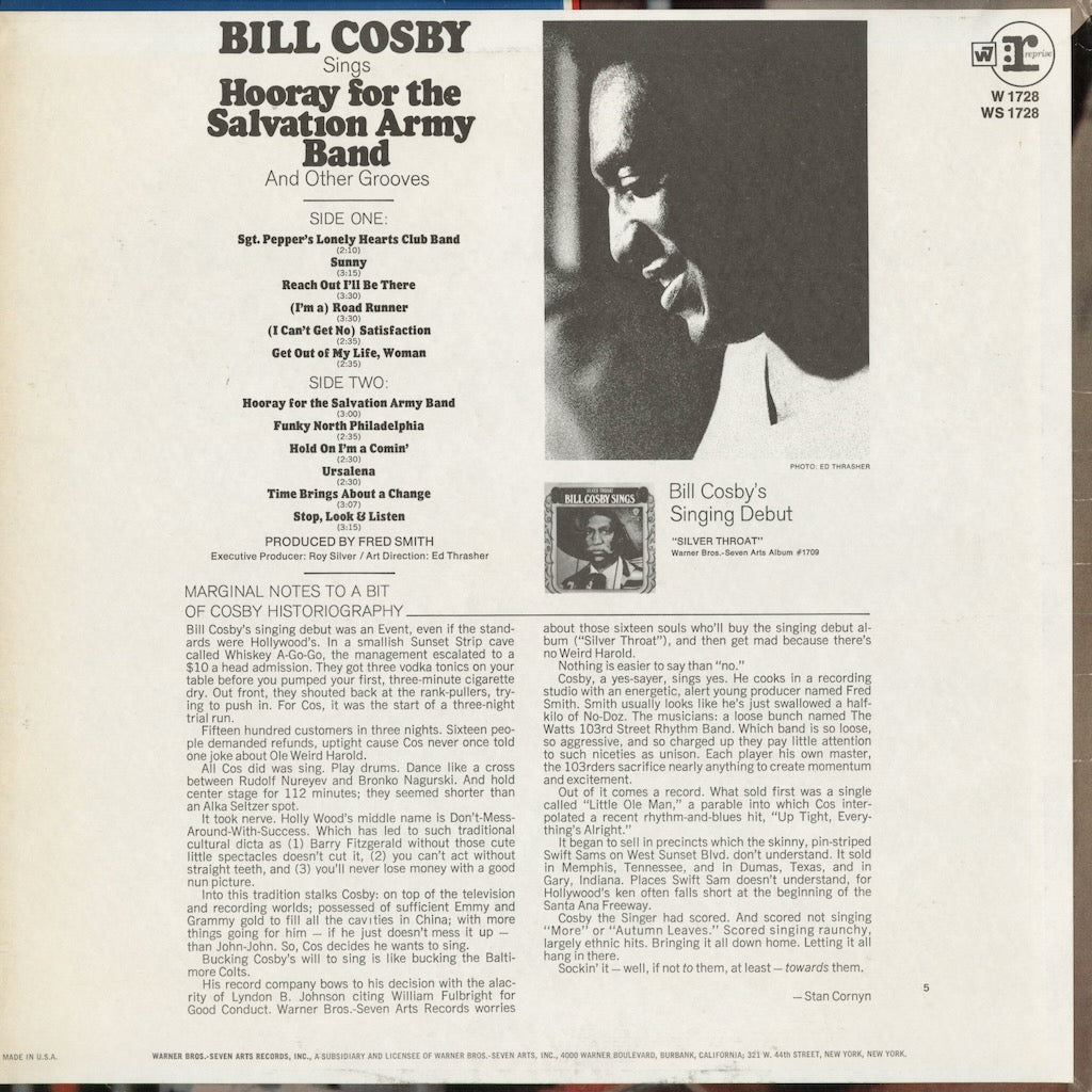 Bill Cosby - Hooray For The Salvation Army Band! (WS 1728) 1968 US Warner Bros｜中古LP