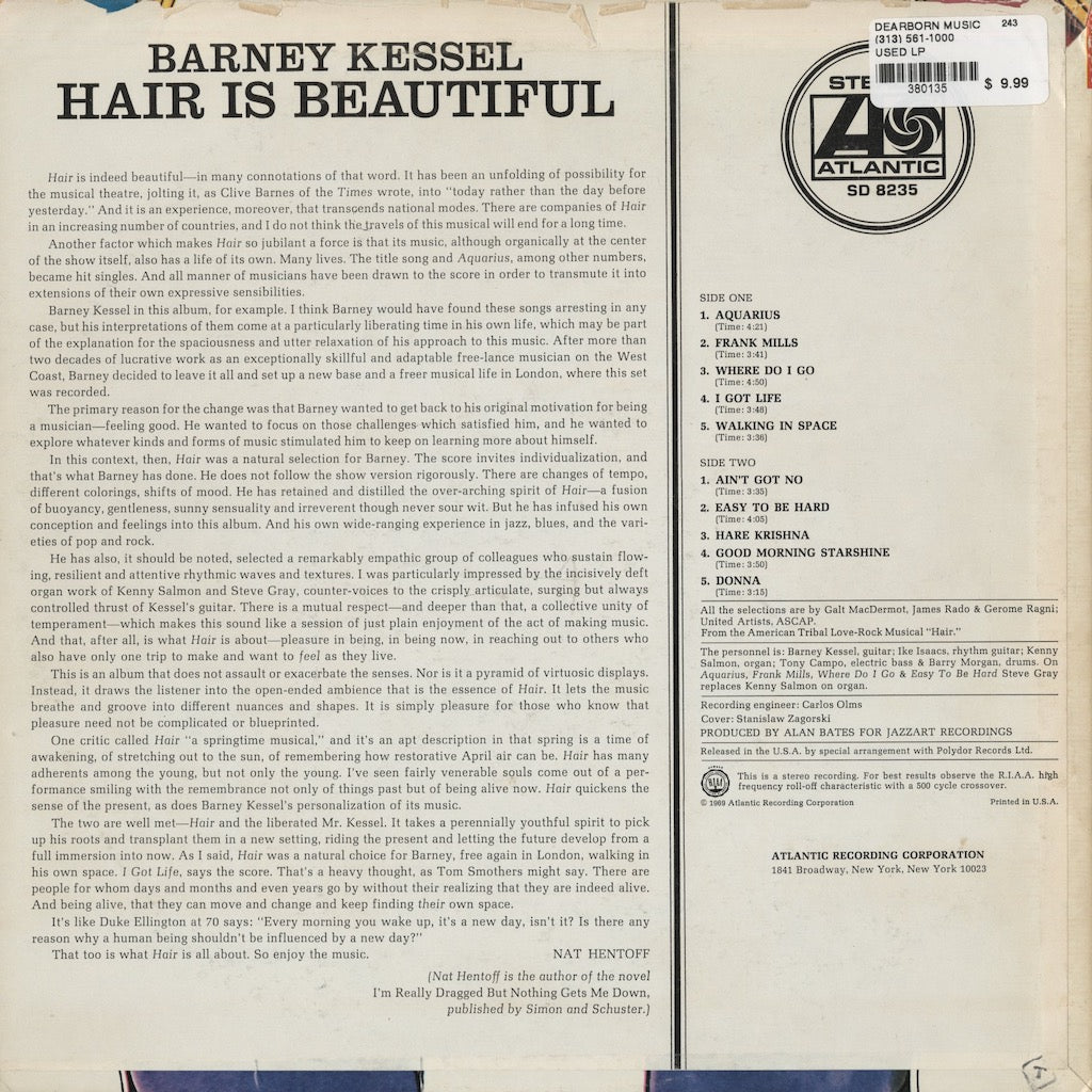 Barney Kessel - Hair Is Beautiful (SD 8235) LP 1969 US Atlantic