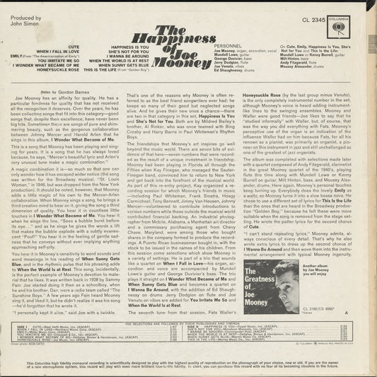 Joe Mooney - The Happiness Of Joe Mooney (CL 2345) LP 1965 US Columbia｜中古LP