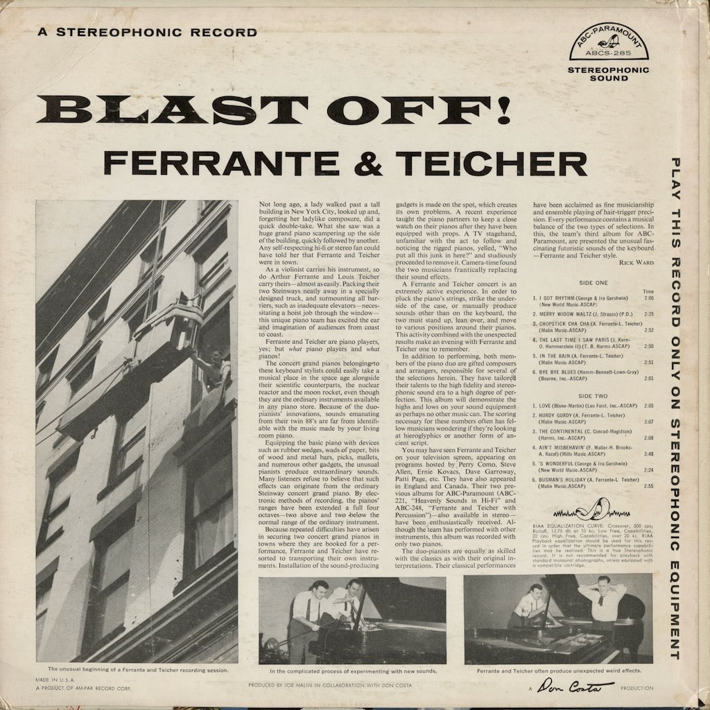 Ferrante And Teicher - Blast Off! (ABCS-285) 1959 US ABC-Paramount｜中古LP