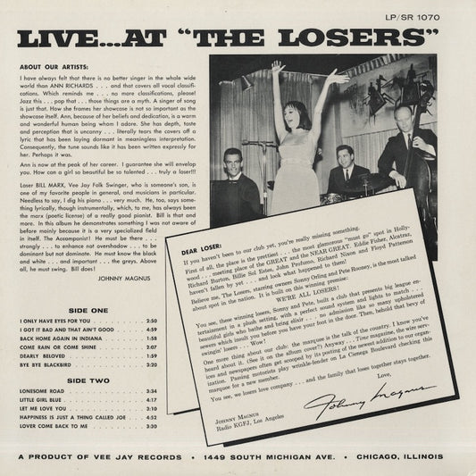 Ann Richards - Live At The Losers (VJLP 1070) LP US｜中古LP