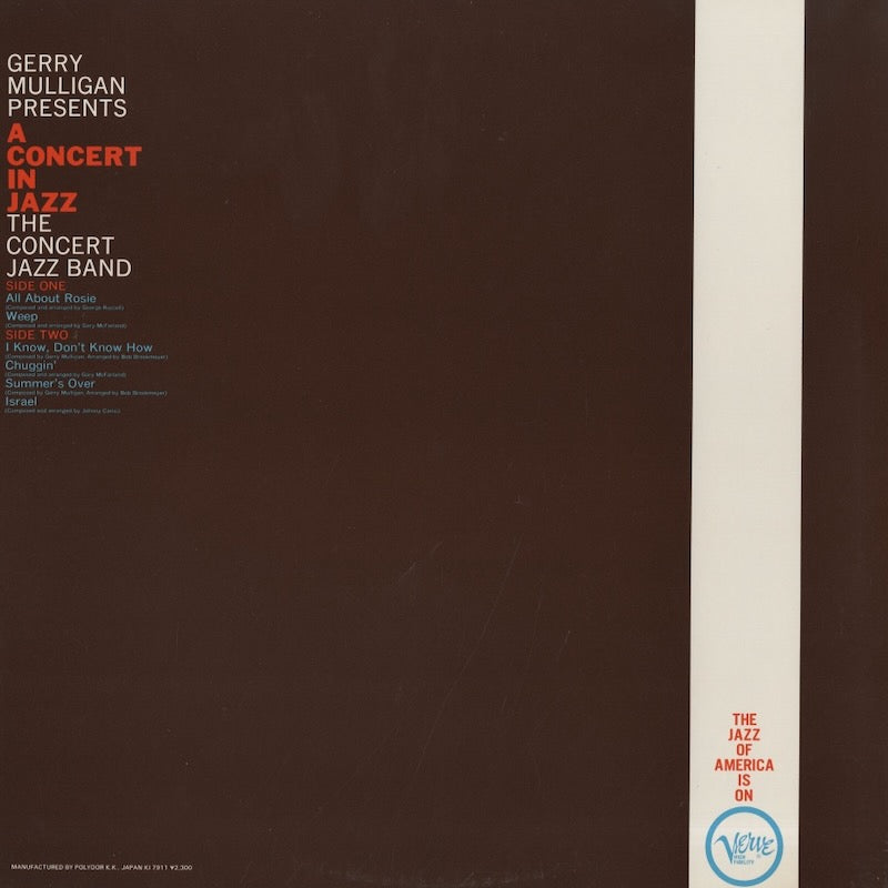 Gerry Mulligan - A Concert In Jazz (MV 2652) LP 1979 JPN Verve｜中古LP