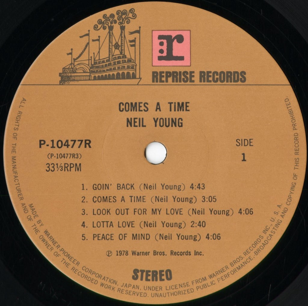 Neil Young - Comes A Time (P-10477R) 1978 JPN Reprise｜中古LP