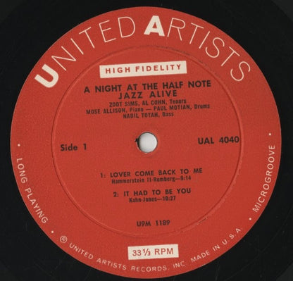 Zoot Sims / Al Cohn / Phil Woods / ズート・シムズ　アル・コーン　フィル・ウッズ / Jazz Alive! A Night At The Half Note (UAL 4040)