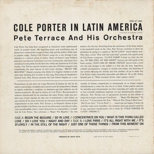 Pete Terrace And His Orchestra - Cole Porter In Latin America (LP 1063) LP 1960 US Tico｜中古LP