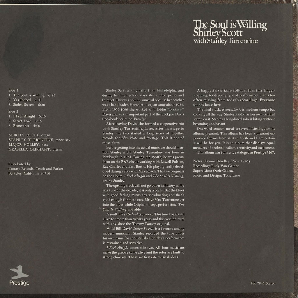 Shirley Scott - The Soul Is Willing (PRST 7845) 1970's US Prestige｜中古LP