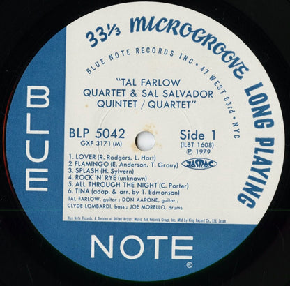 Tal Farlow Quartet & Sal Salvador Quintet - Quartet / S.T. (GXF 3171(M)) 1979 JPN Blue Note｜中古LP