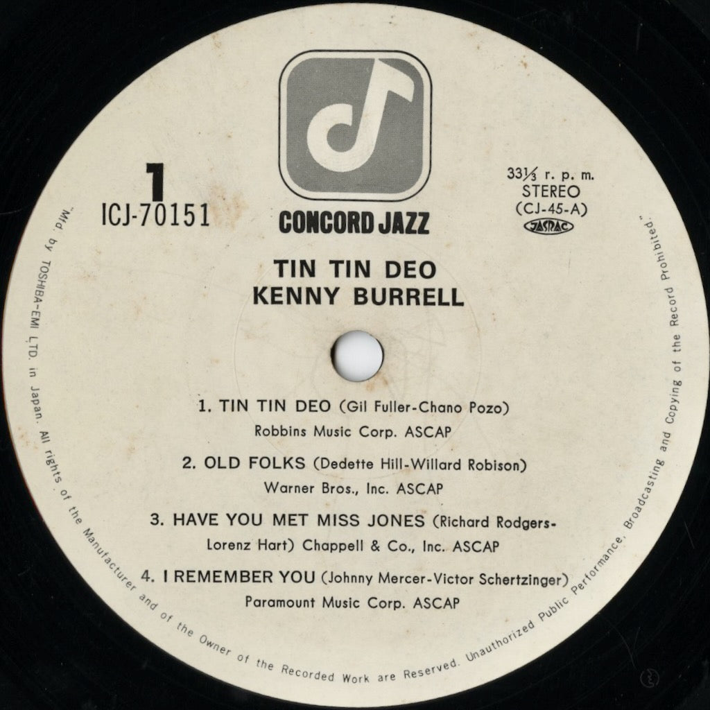 Kenny Burrell / ケニー・バレル / Tin Tin Deo (ICJ-70151)