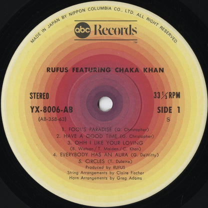 Rufus - Rufus Featuring Chaka Khan (YX-8006-AB) 1976 JPN ABC｜中古LP