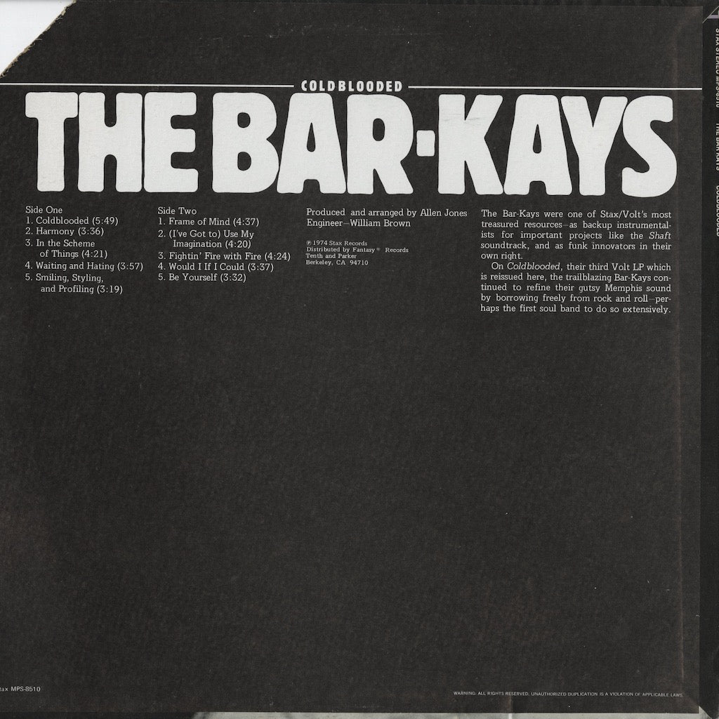 The Bar-Kays - Coldblooded (MPS-8510) LP 1980 US STAX｜中古LP