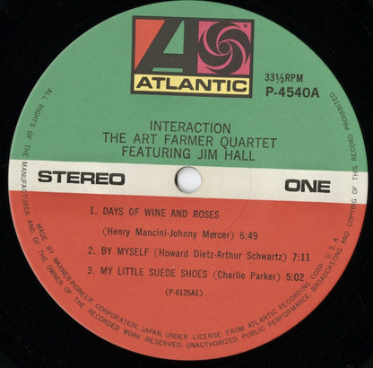 The Art Farmer Quartet Featuring Jim Hall - Interaction (P-4540A) LP 1976 JPN Atlantic｜中古LP