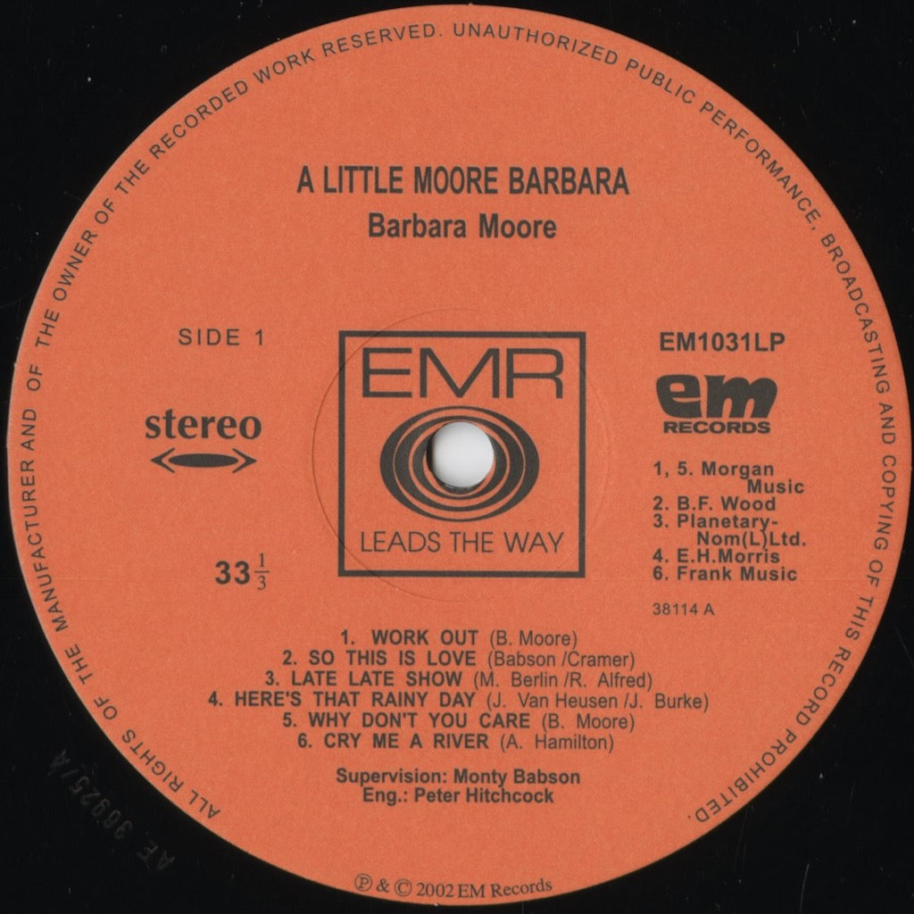 Barbara Moore - A Little Moore Barbara (EM1031LP) 2002 JPN EM Records｜中古LP