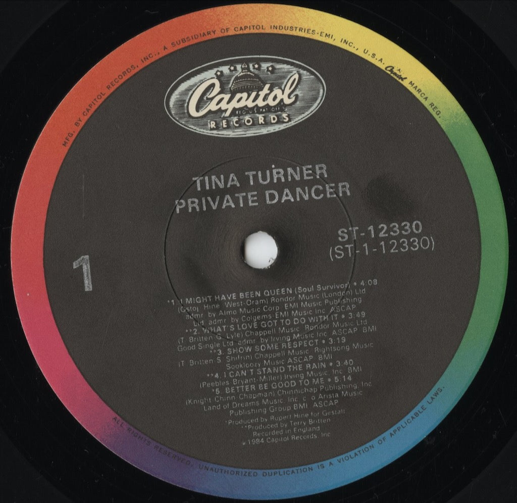 Tina Turner - Private Dancer (ST-12330) LP 1984 US Capitol｜中古LP