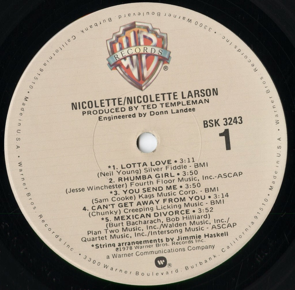 Nicolette Larson - Nicolette (BSK 3243) 1978 US Warner Bros.｜中古LP