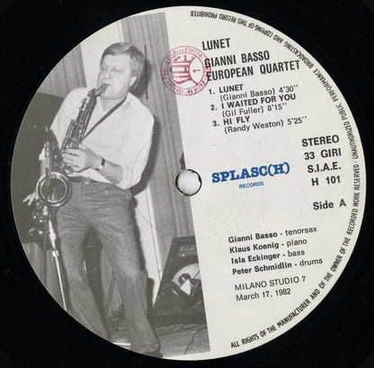 Gianni Basso Quartet - Lunet (LP H 101.1) LP 1982 ITA Splasc(h)｜中古LP