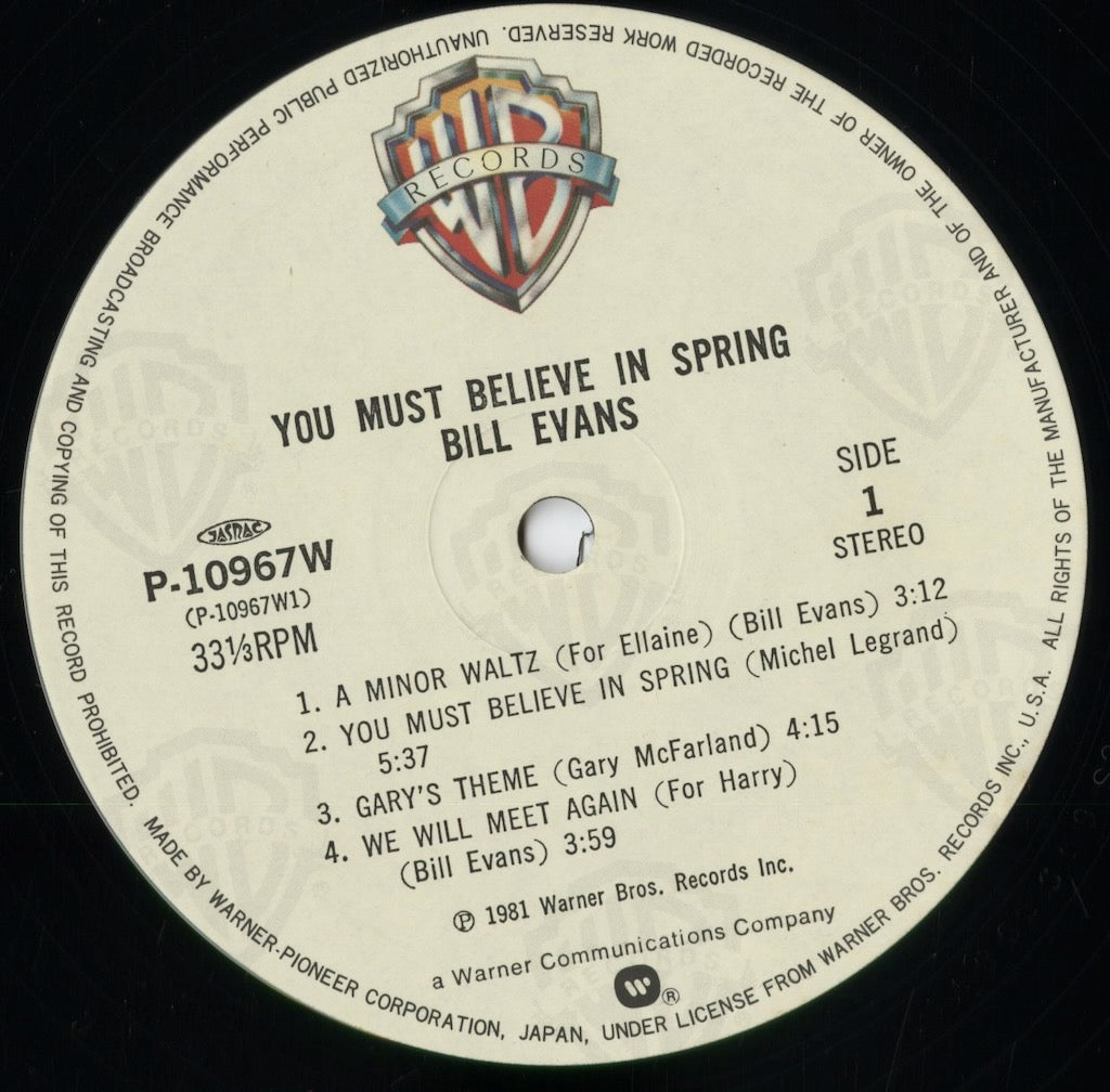 Bill Evans - You Must Believe In Spring (P-10967W) 1981 JPN Warner｜中古LP