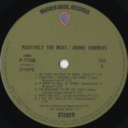 Joanie Sommers – Positively The Most (P-7708) LP 1984 JPN Warner Bros.｜中古LP