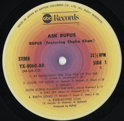 Rufus Featuring Chaka Khan - Ask Rufus (YX-8060-AB) 1977 JPN ABC｜中古LP
