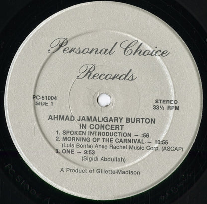 Ahmad Jamal, Gary Burton - In Concert (PC-51004) 1981 US Personal Choice｜中古LP