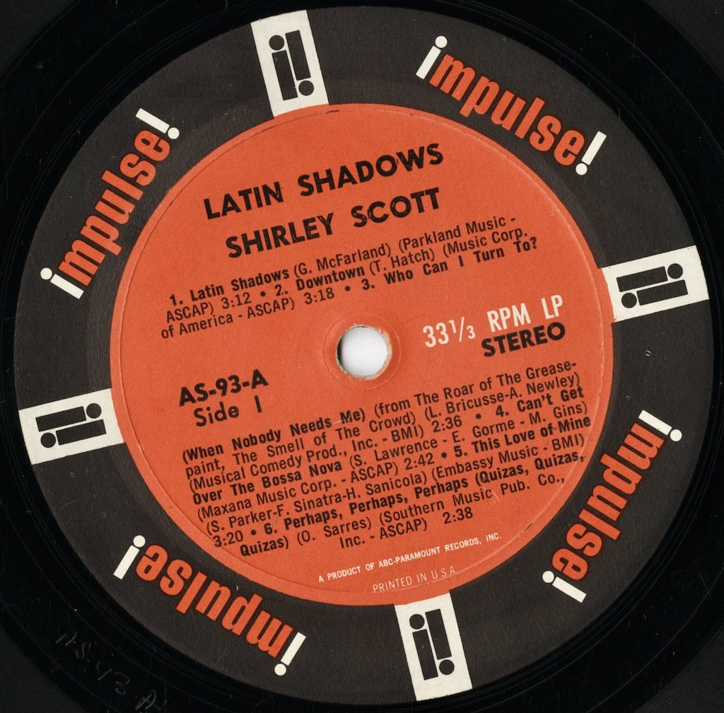 Shirley Scott – Latin Shadows (AS-93) LP 1966 US Impulse｜中古LP