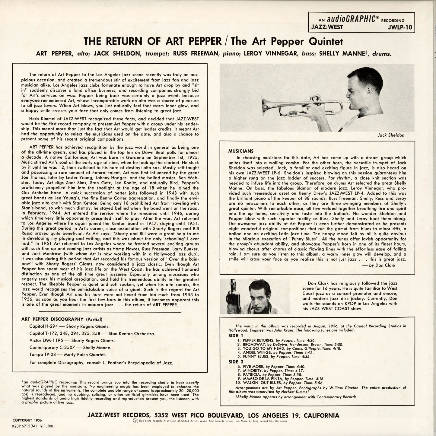 Art Pepper / アート・ペッパー / The Return Of Art Pepper (K23P-6712)
