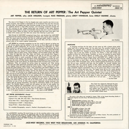Art Pepper / アート・ペッパー / The Return Of Art Pepper (K23P-6712)