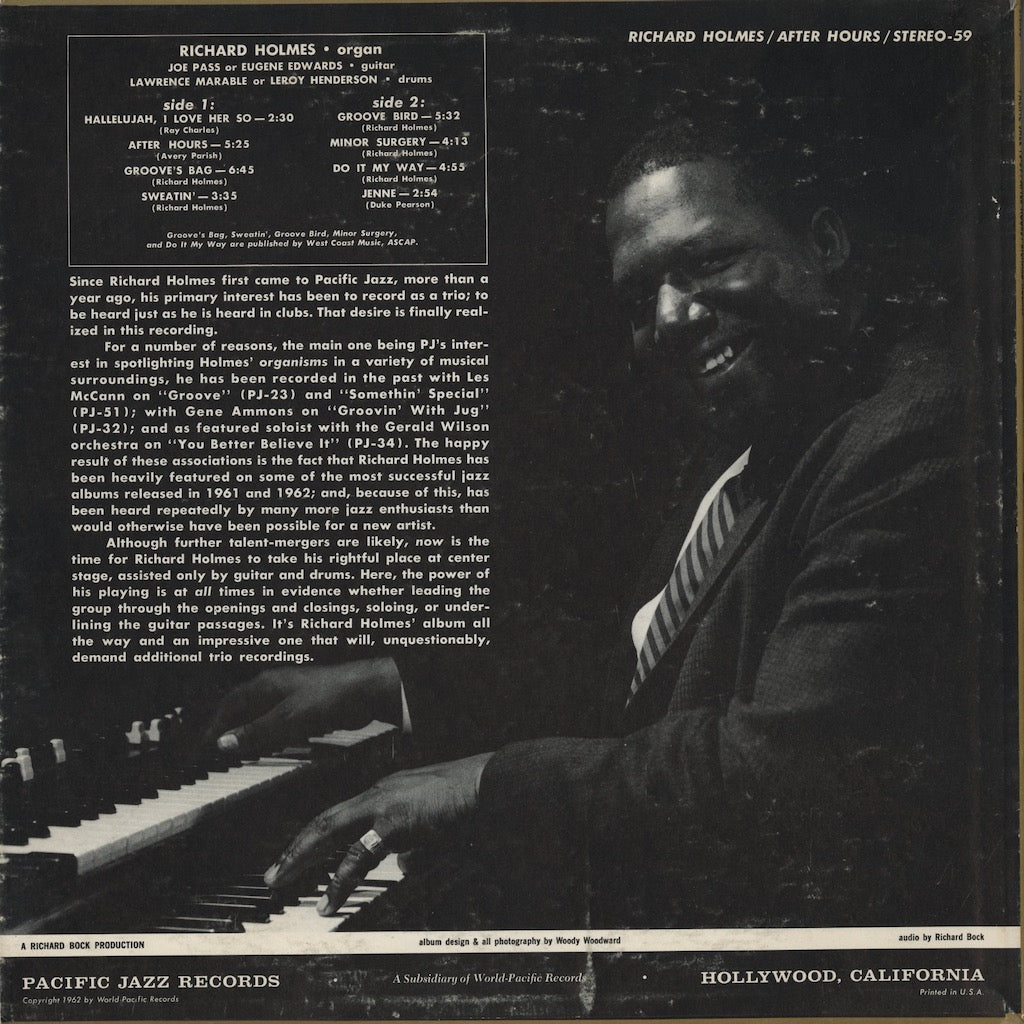 Richard Holmes - After Hours (ST-59) LP 1962 US Pacific Jazz｜中古LP