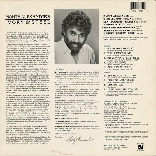 Monty Alexander - Ivory & Steel (CJP-359) 1988 US Concord Jazz/Picante｜中古LP